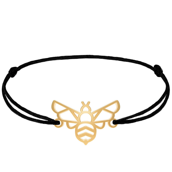 Bracelet abeille or cordon #Couleur et bracelet_Or avec cordon