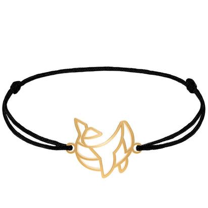 Bracelet Animal Totem Baleine Or Cordon #Couleur et bracelet_Or avec cordon