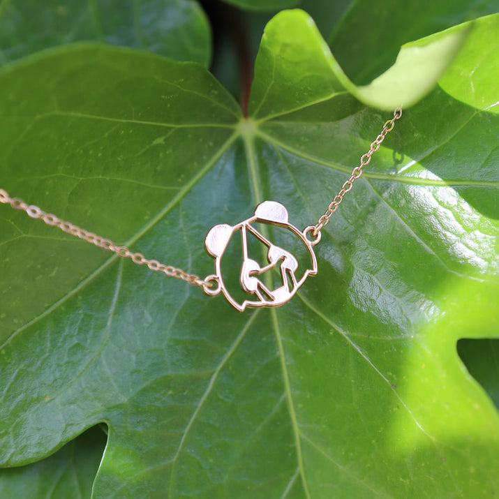 bijou panda or feuille naturelle