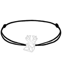 Bracelets Animal Totem Cerf 1 argent cordon #Couleur et bracelet_Argent avec cordon #Modèle_Modèle 1
