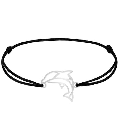 Bracelet animal totem Dauphin argent cordon #Couleur et bracelet_Argent avec cordon