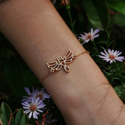 Bracelet Aigle Or Chaine Fleurs