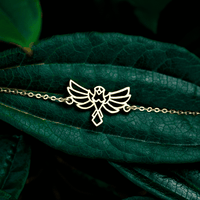 Bracelet Aigle Or Chaîne Fond Feuille