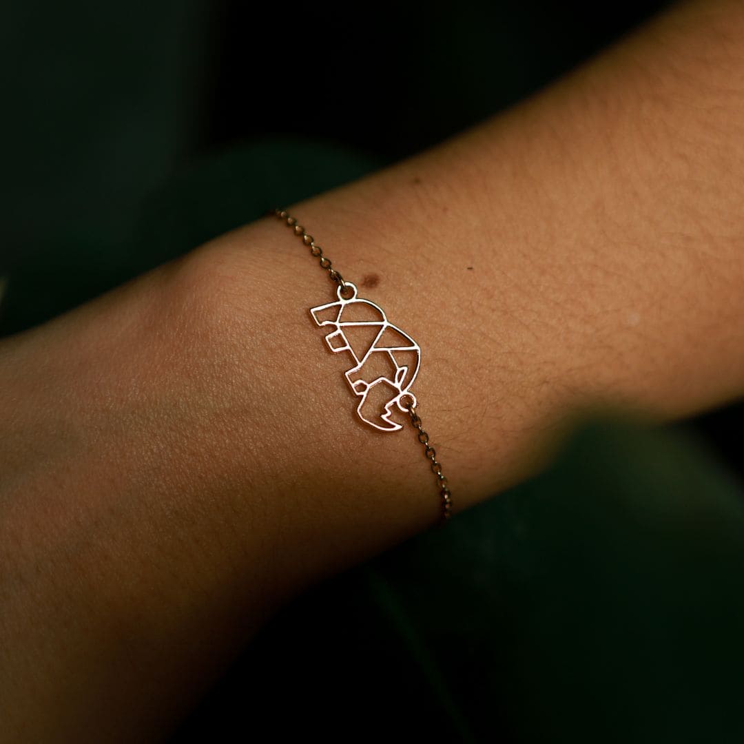 bracelet chaine animal totem rhinoceros