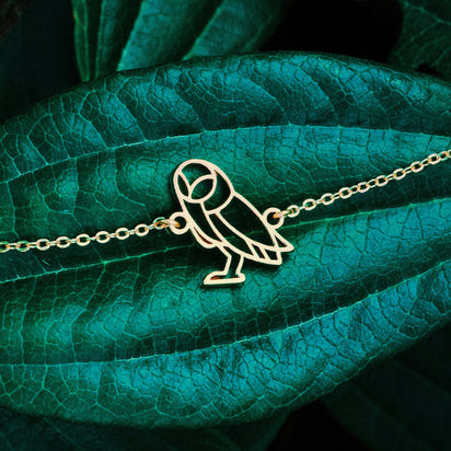 Bracelet Chouette Or Chaîne Feuille