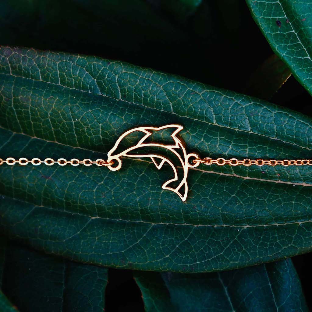 bracelet dauphin or chaine feuille