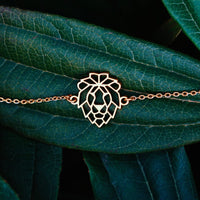 bracelet lion or chaine feuilles