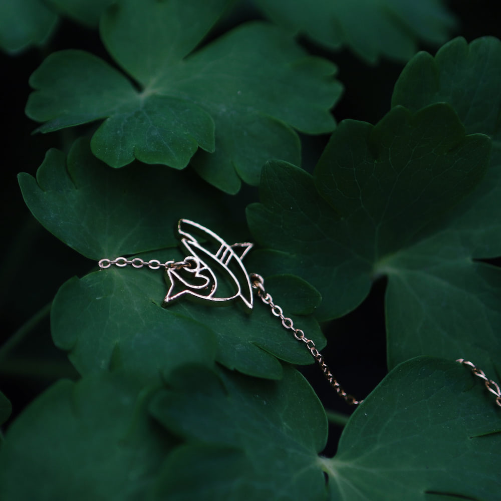 Bracelet Requin Or Chaîne Feuille