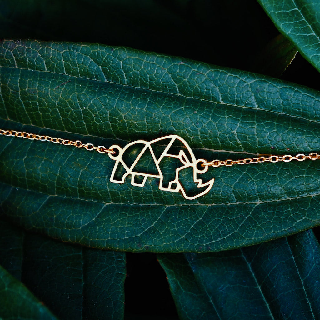 bracelet rhinocéros or chaine Feuille