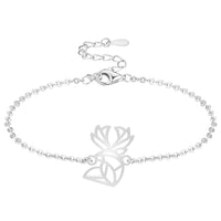 Bracelets Animal Totem Cerf 1 Argent chaîne #Couleur et bracelet_Argent avec chaîne #Modèle_Modèle 1