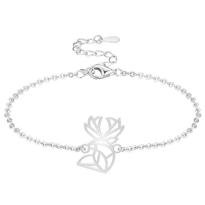 Bracelets Animal Totem Cerf 1 Argent chaîne #Couleur et bracelet_Argent avec chaîne #Modèle_Modèle 1