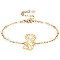 Bracelets Animal Totem Cerf 1 Or chaîne  #Couleur et bracelet_Or avec chaîne #Modèle_Modèle 1