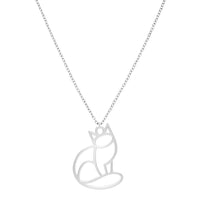 Collier Chat Argent Chaîne #Couleur et collier_Argent avec chaîne