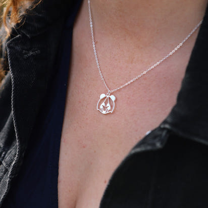 collier panda argent