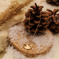 collier panda roux or chaîne pomme de pin