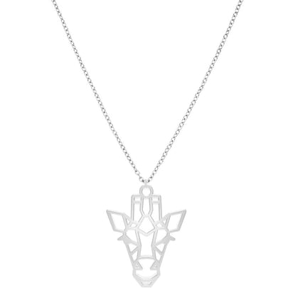 Collier Girafe Argent Chaîne #Couleur et collier_Argent avec chaîne