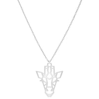 Collier Girafe Argent Chaîne #Couleur et collier_Argent avec chaîne