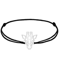 Bracelet animal totem girafe argent cordon  #Couleur et bracelet_Argent avec cordon