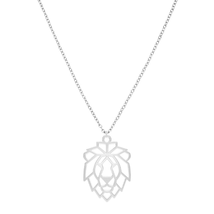 Collier Lion Argent Chaîne #Couleur et collier_Argent avec chaîne