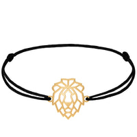 Bracelet Animal Totem Lion Or #Couleur et bracelet_Or avec cordon
