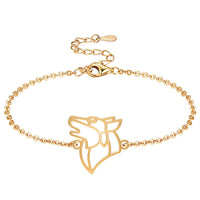 bracelet loup 2 or chaine  #Couleur et bracelet_Or avec chaîne #Modèle_Modèle 2