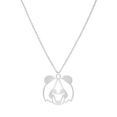 Collier Panda Argent Chaîne #Couleur et collier_Argent avec chaîne