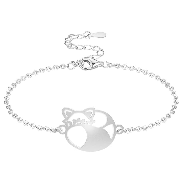 Bracelet Panda Roux argent Chaîne #Couleur et bracelet_Argent avec chaîne