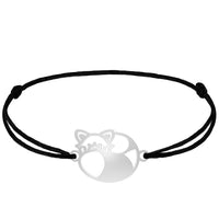 Bracelet Panda Roux argent cordon #Couleur et bracelet_Argent avec cordon