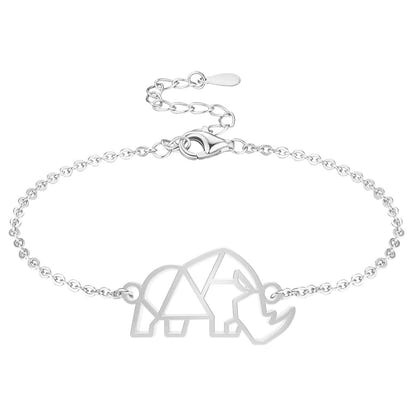 Bracelet Rhinocéros Argent Chaîne #Couleur et bracelet_Argent avec chaîne