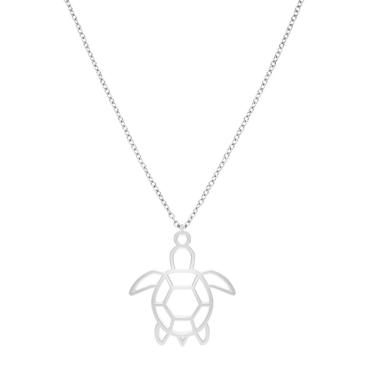 Collier Tortue Argent Chaîne #Couleur et collier_Argent avec chaîne