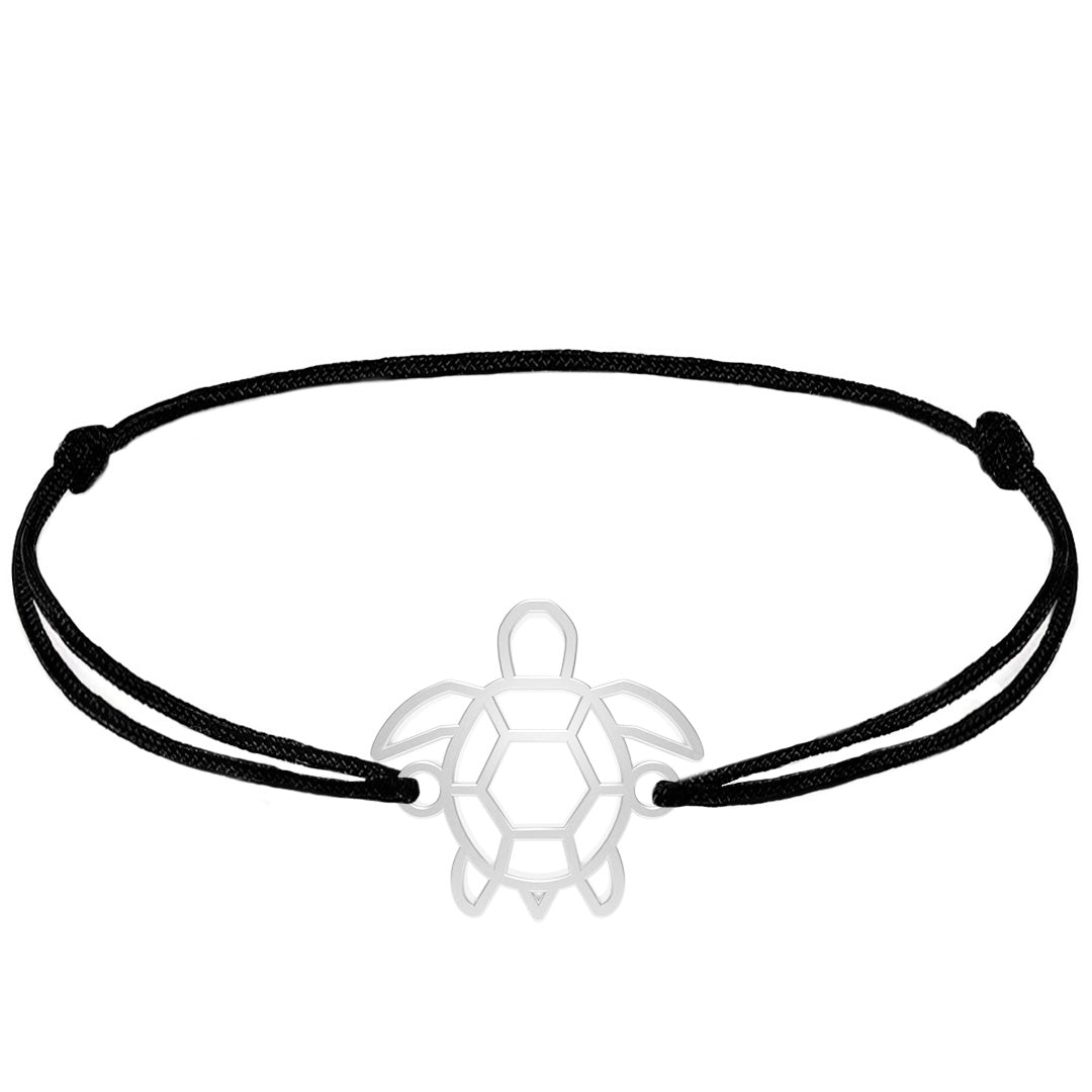 bracelet tortue argent cordon #Couleur et bracelet_Argent avec cordon